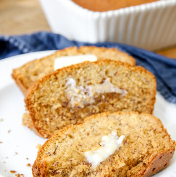 banana bread slices with butter