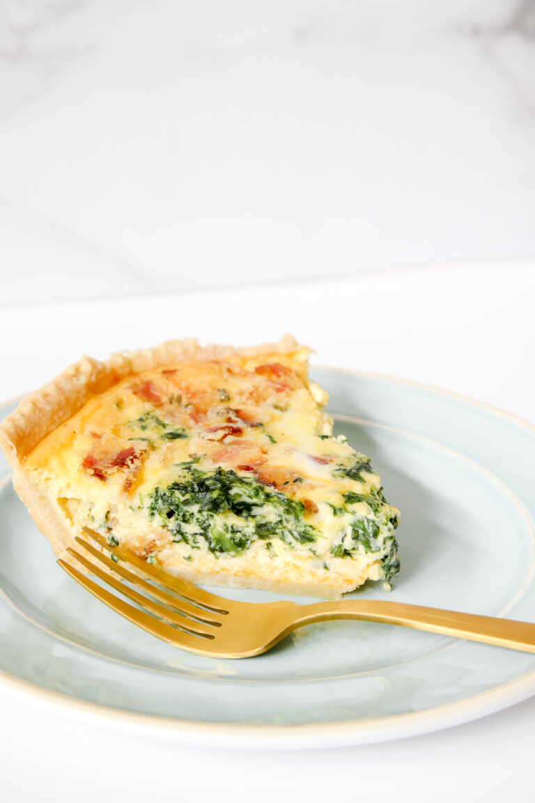 Bacon And Cheese Quiche with Spinach