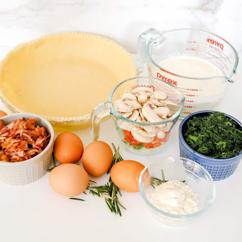 Bacon and Cheese Quiche Ingredients