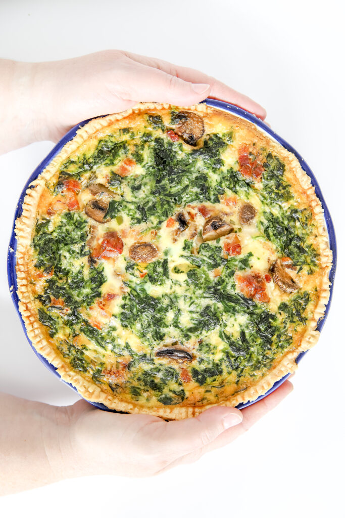 Bacon and Cheese Quiche with Spinach
