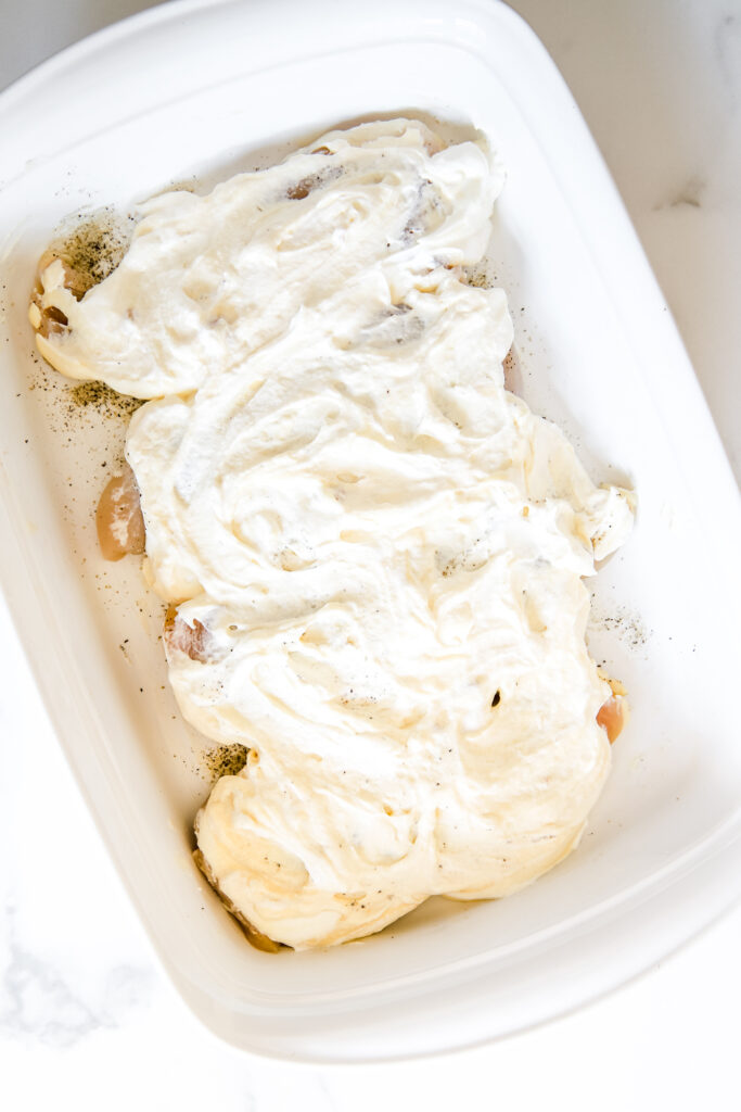 chicken breasts covered in sour cream and chicken pot pie