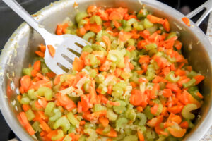 saute vegetables for chicken pot pie