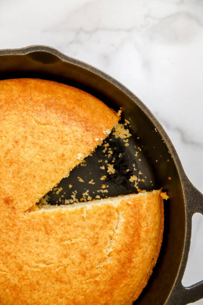 Cornbread in the cast iron skillet