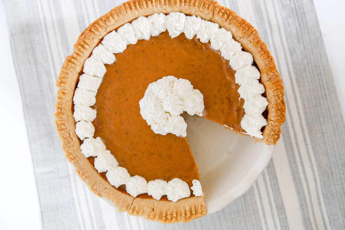 pumpkin pie from scratch with homemade whipped cream