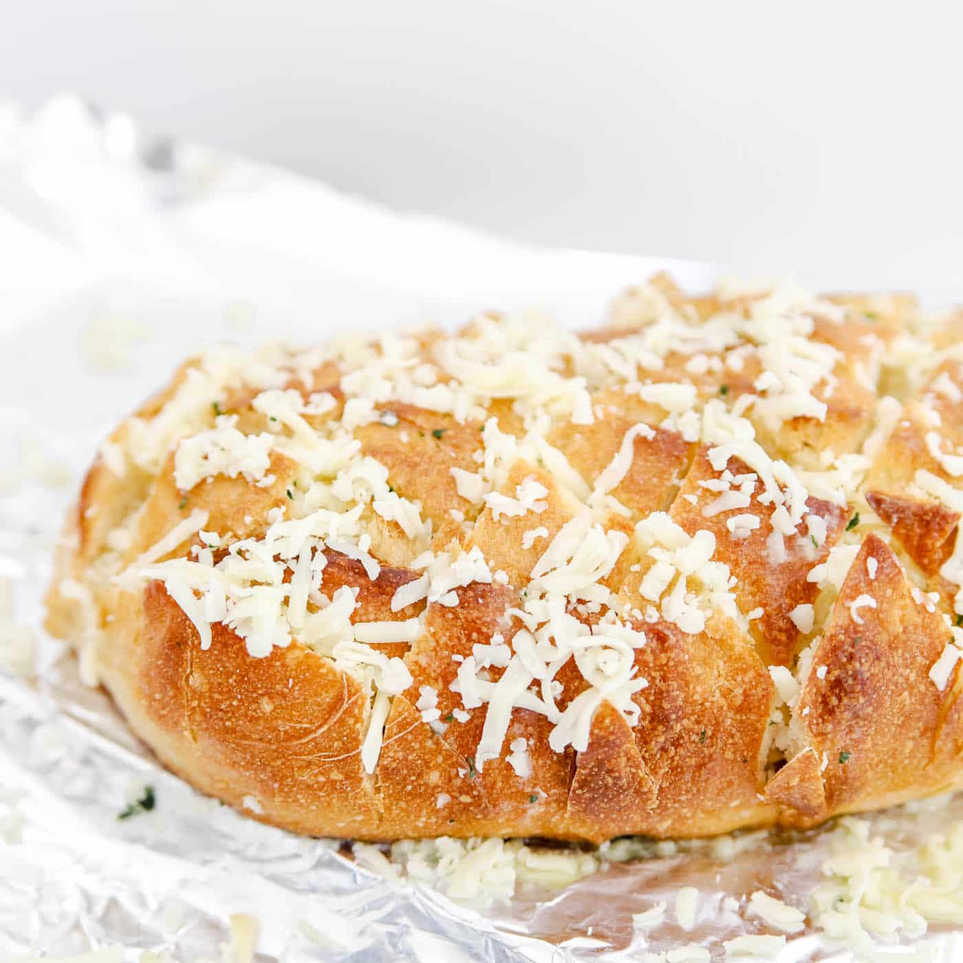 cheesy garlic pull apart bread before cooking