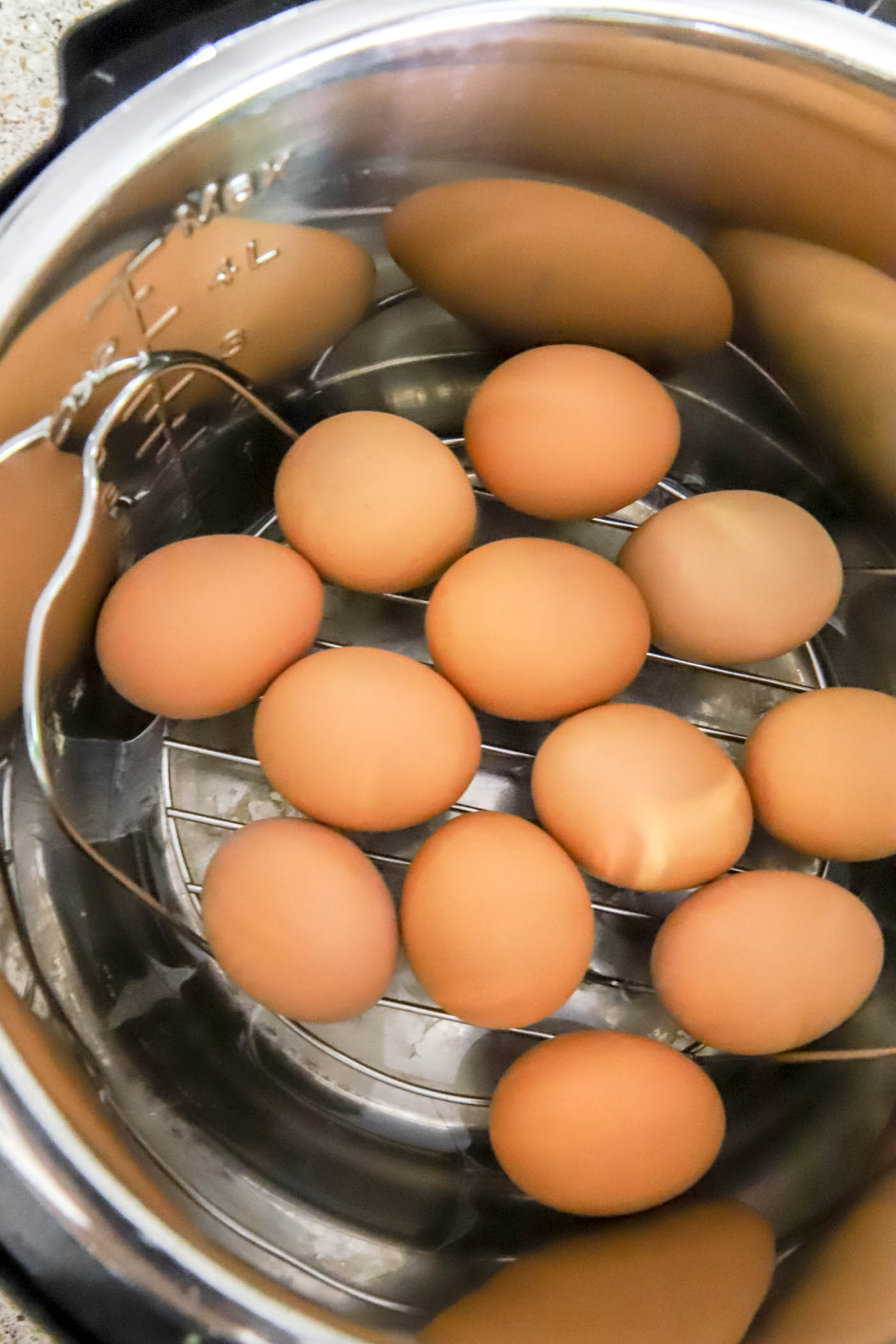 hard boiled eggs in instant pot with a trivet