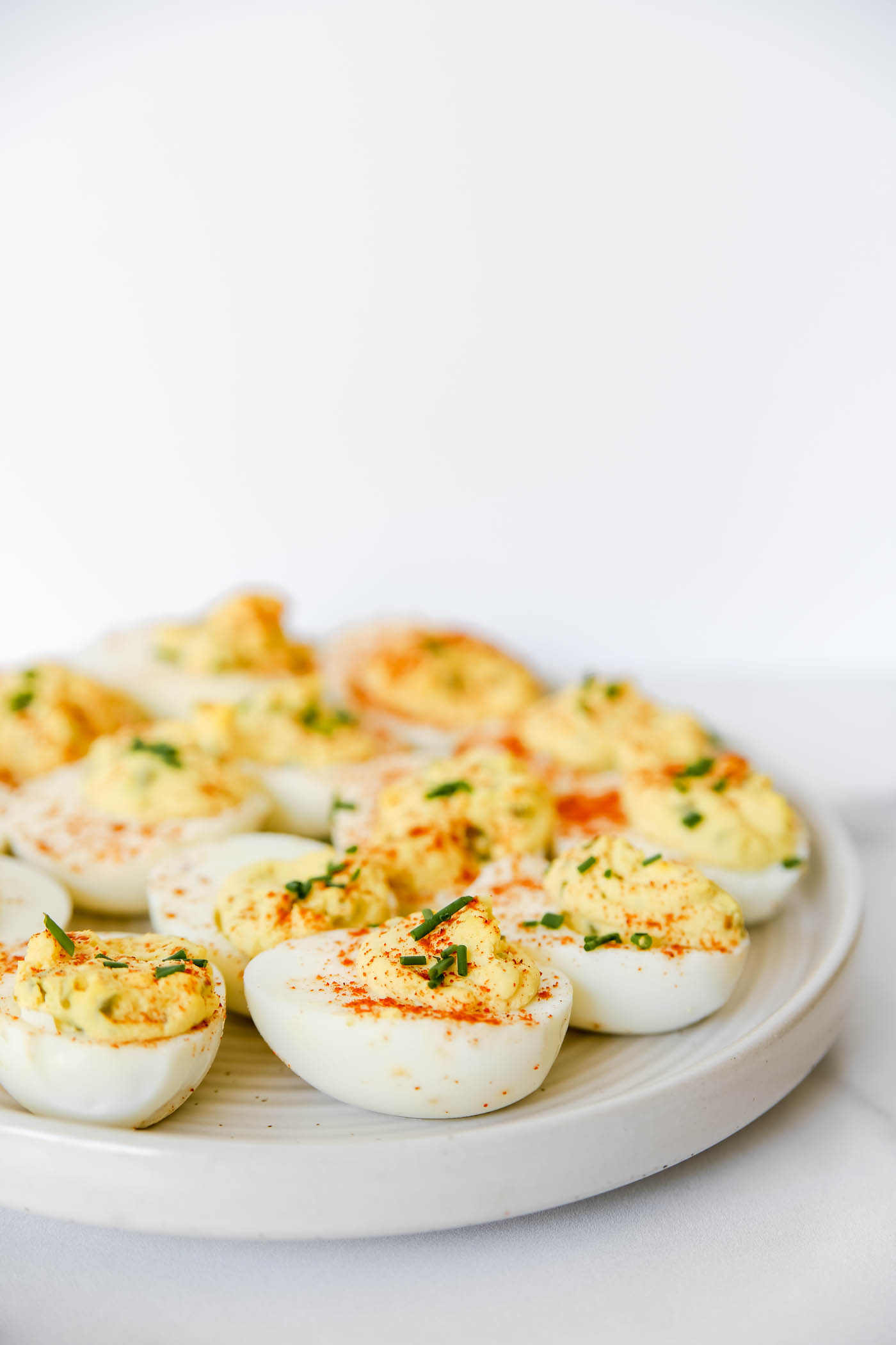 classic deviled eggs with sweet pickles