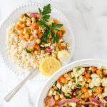 roasted vegetable salad with chickpeas and feta
