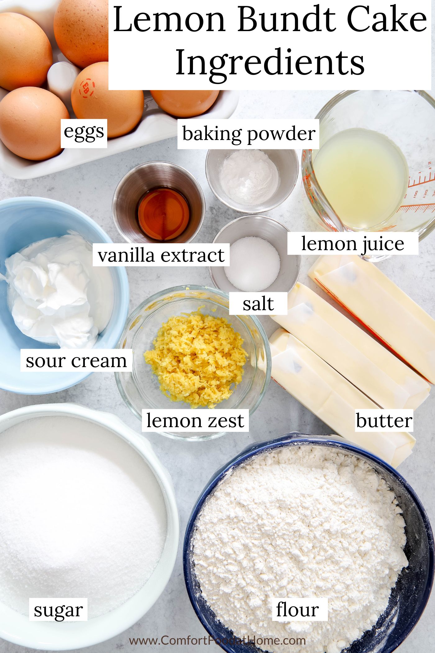 lemon Bundt cake ingredients