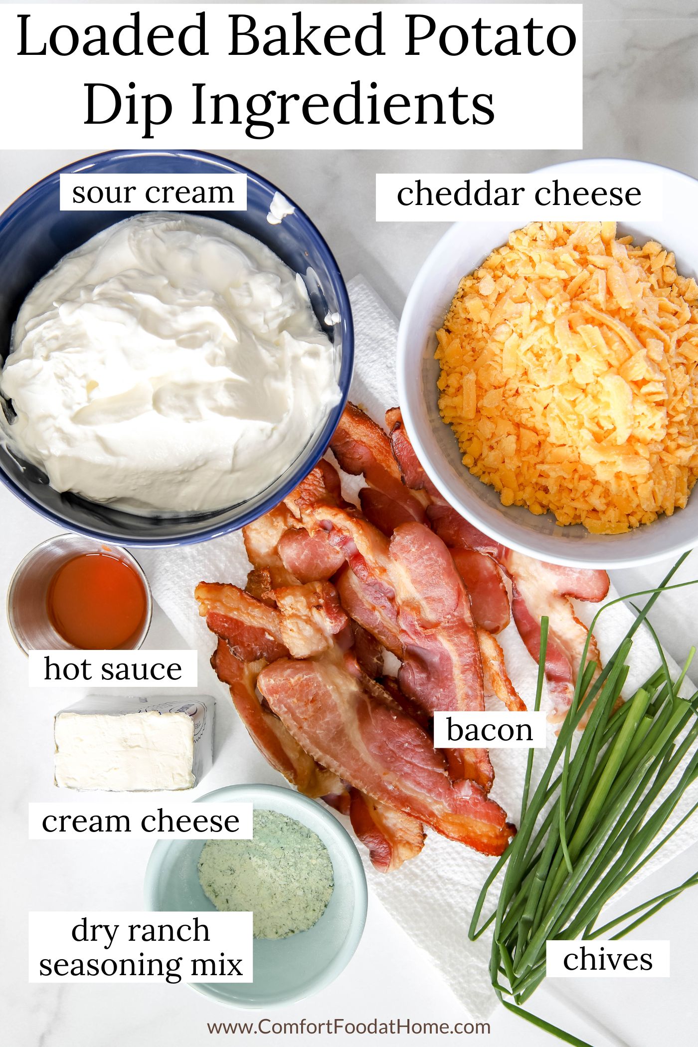 Loaded Baked Potato Dip Ingredients