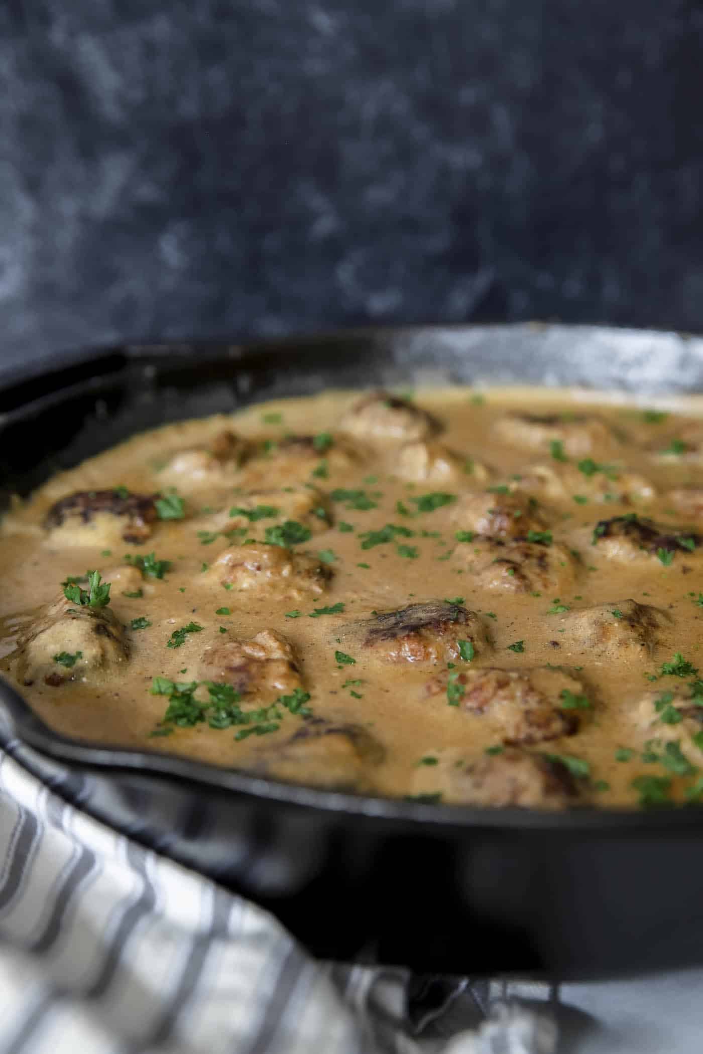 swedish meatballs in cast iron skillet