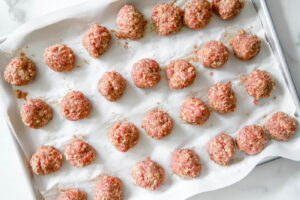 making the meatballs for Swedish meatballs.