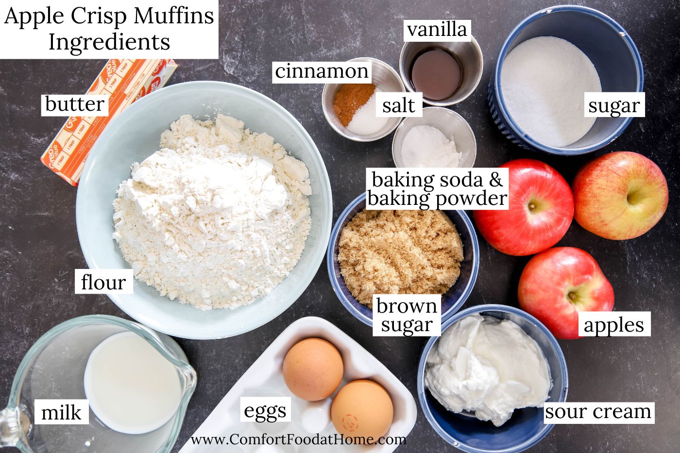 Apple Crisp Muffin with Streusel Topping ingredients