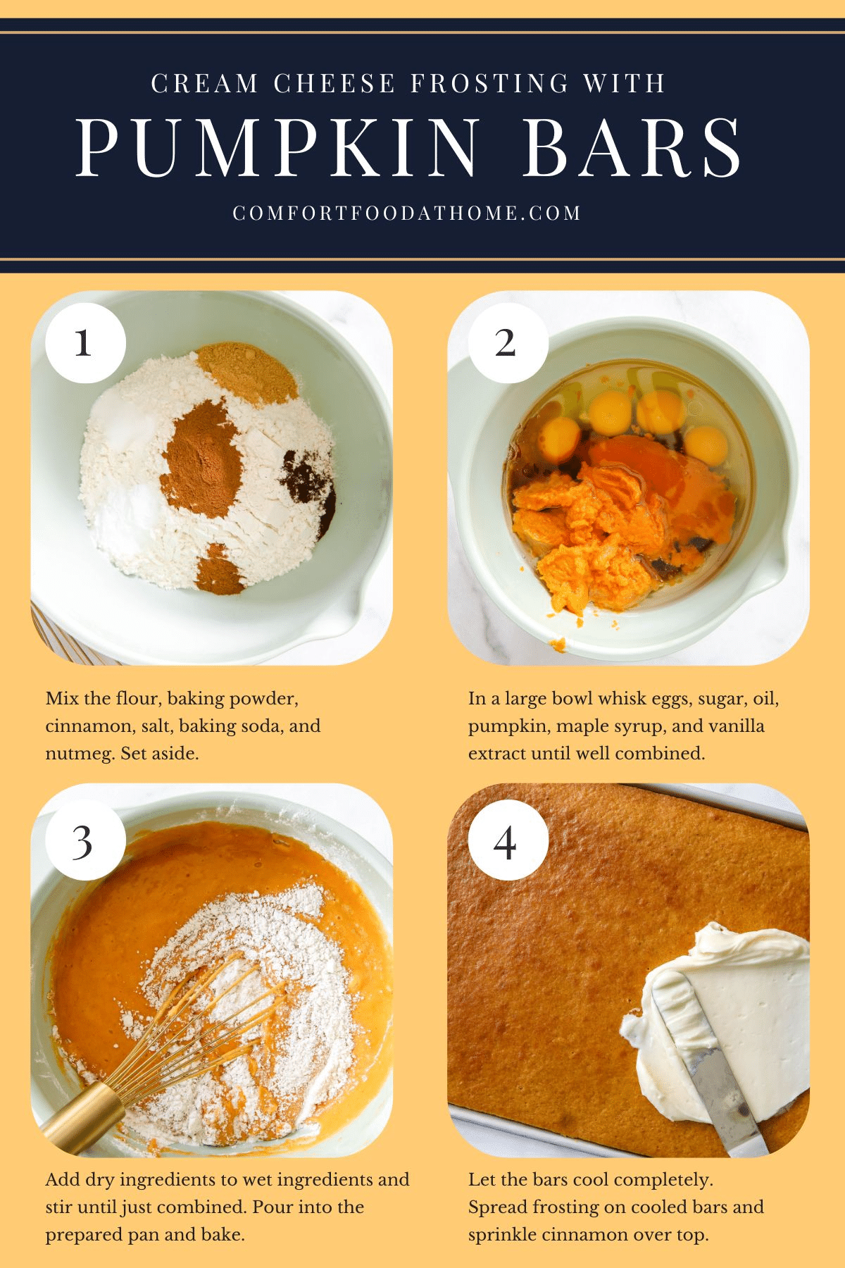 pumpkin bars recipe process.