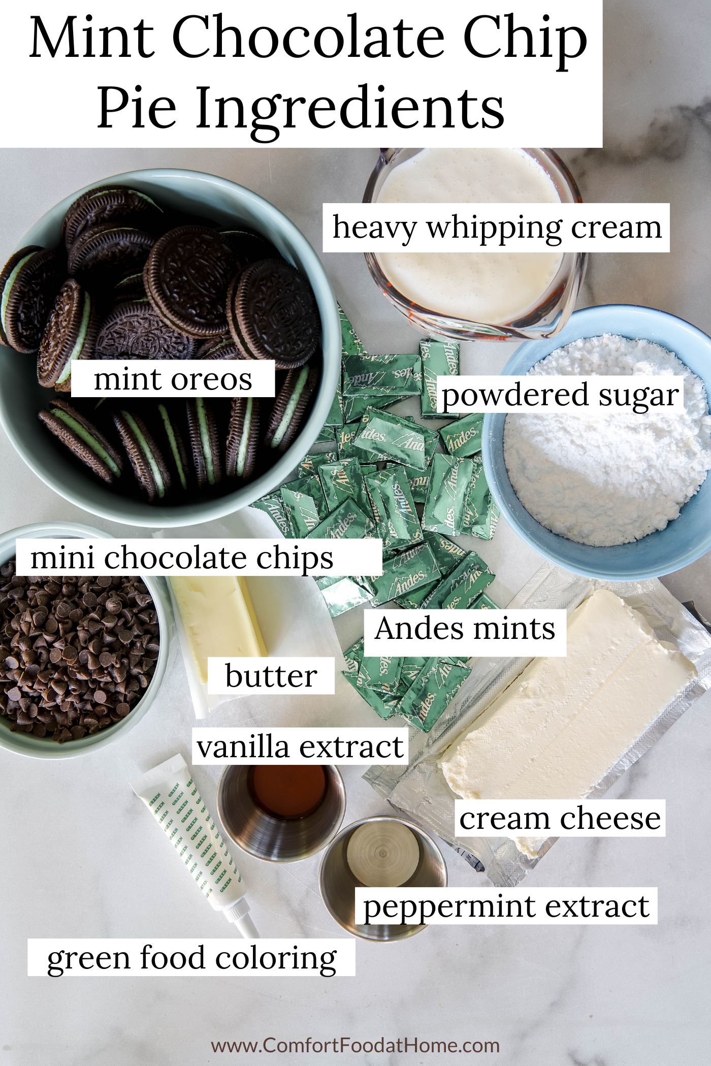 mint chocolate chip pie ingredients