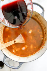 add wine to beef broth for beef stew.