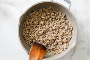 cooked sausage for easy breakfast muffins.