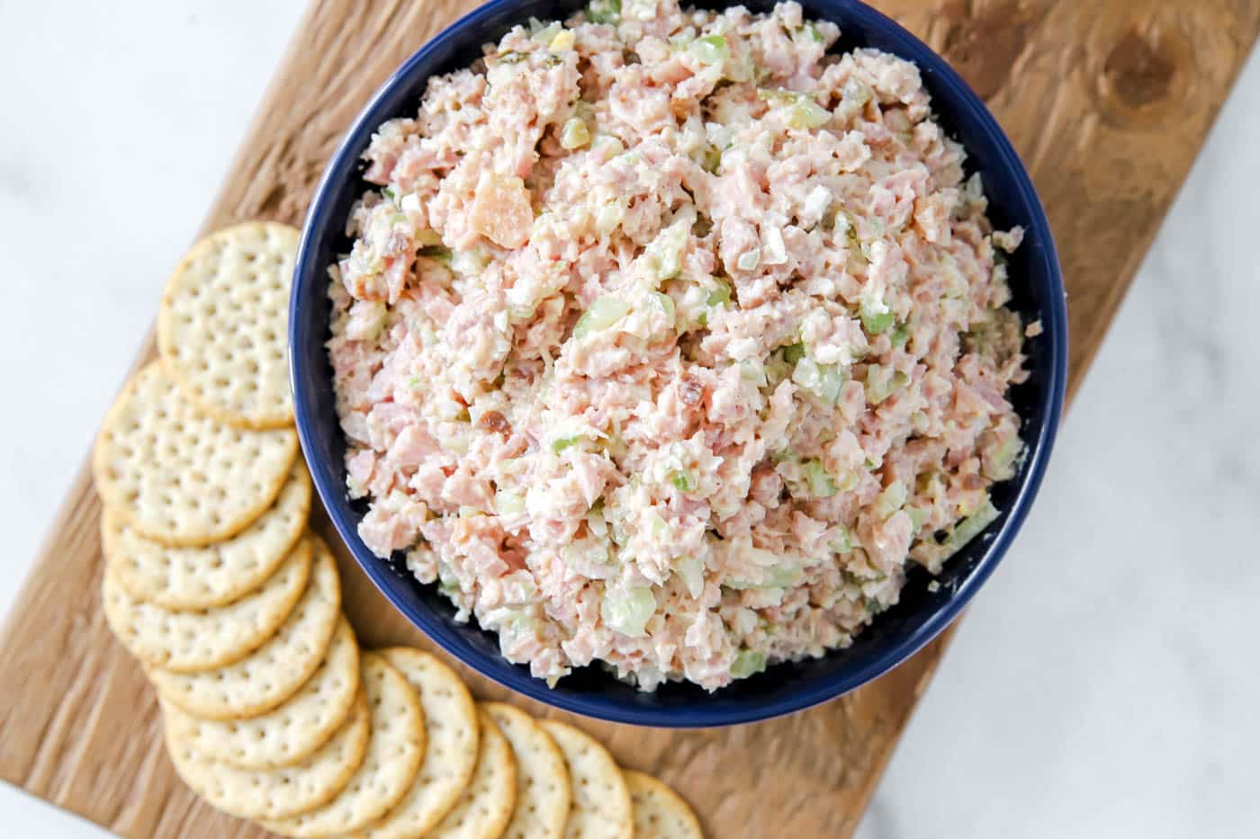 old-fashioned ham salad with crackers