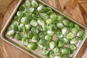 salt and pepper on Brussels sprouts