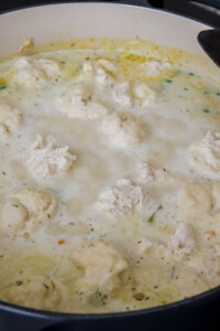 dropped dumplings into Bisquick chicken and dumplings