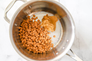 butterscotch and peanut butter in a saucepan