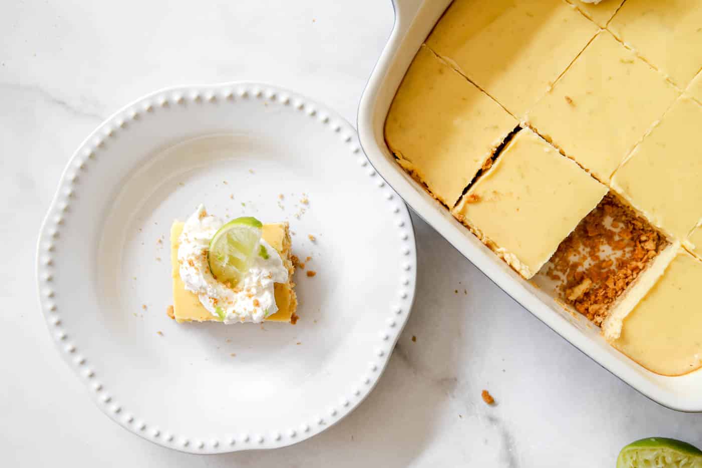 kay lime pie bars cut into squares.
