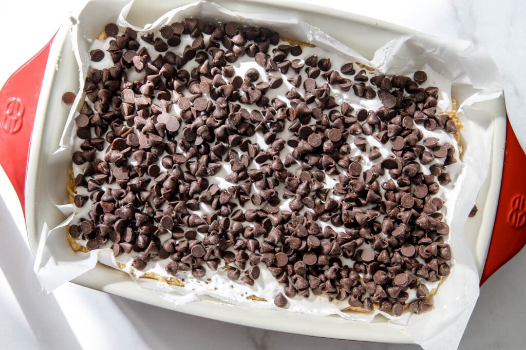 chocolate chip layer for s'mores bars.