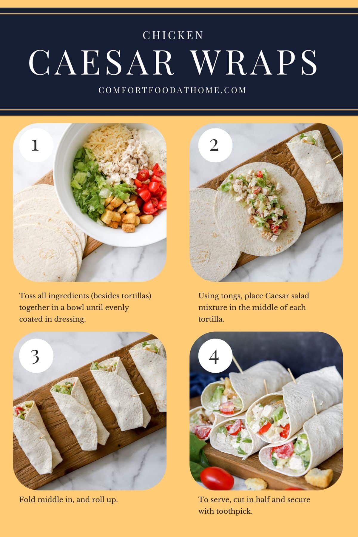 chicken caesar wraps recipe process.