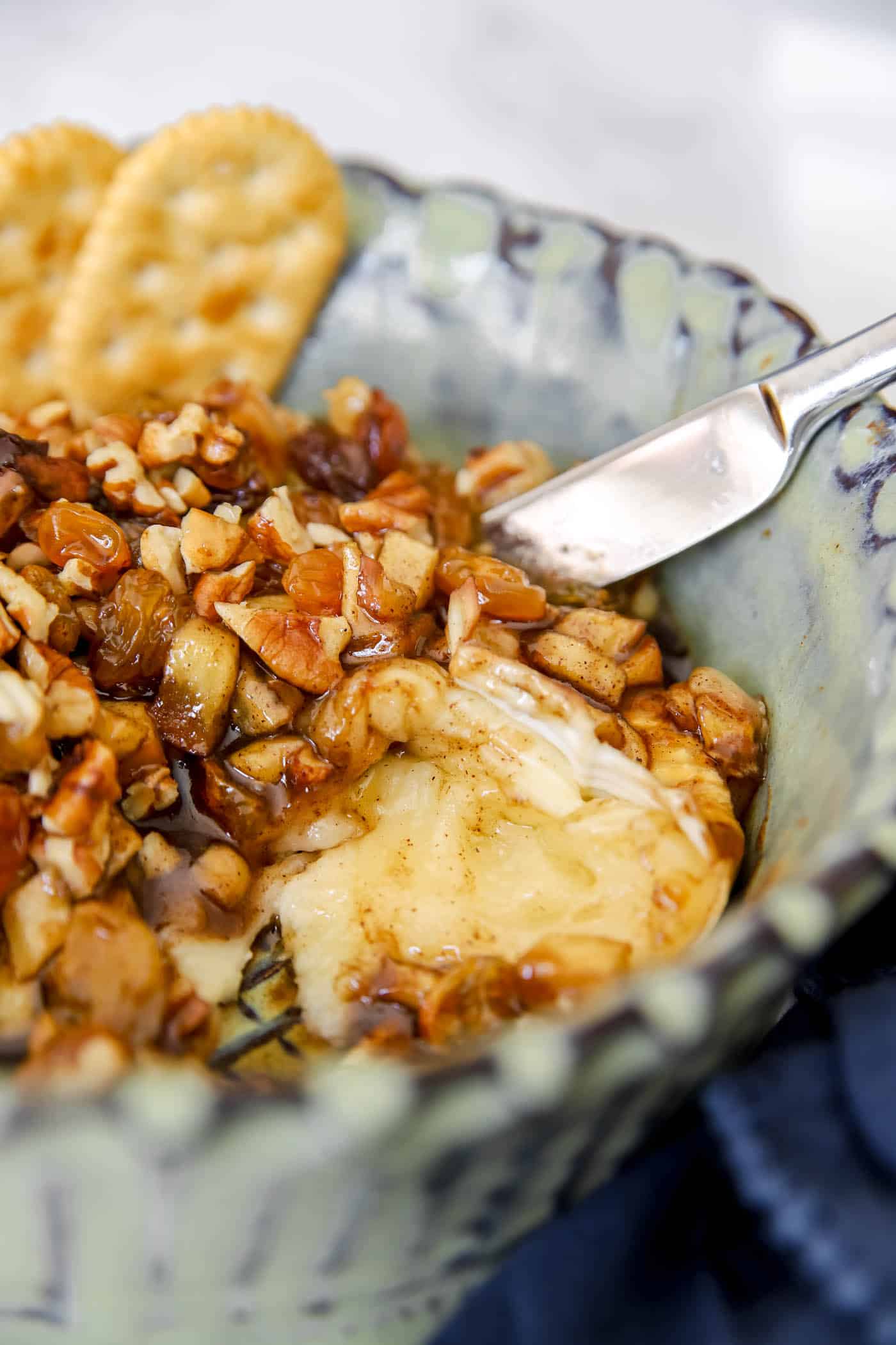 Baked Brie with Apples, Pecans and raisins