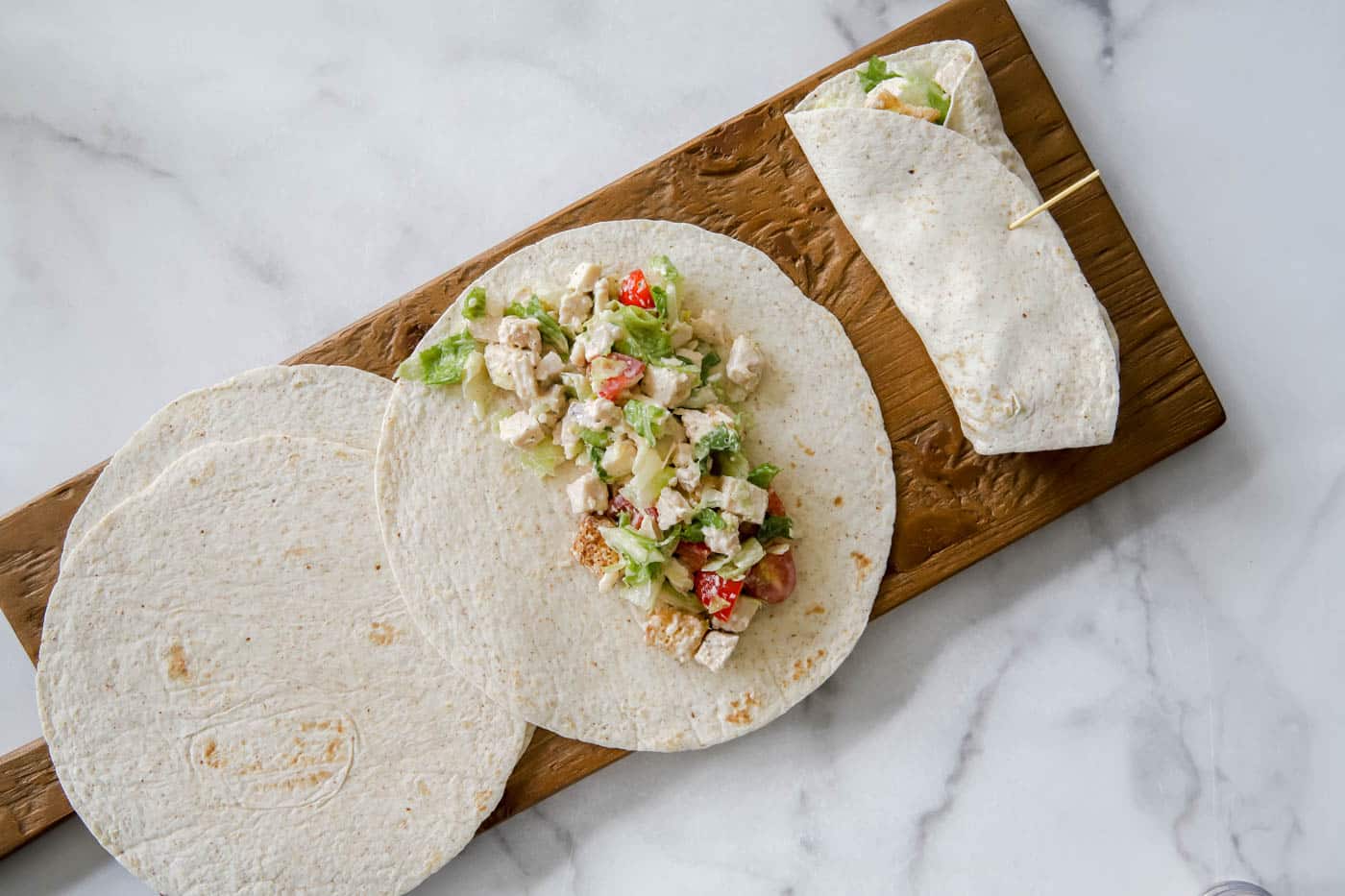wraps with chicken caesar filling
