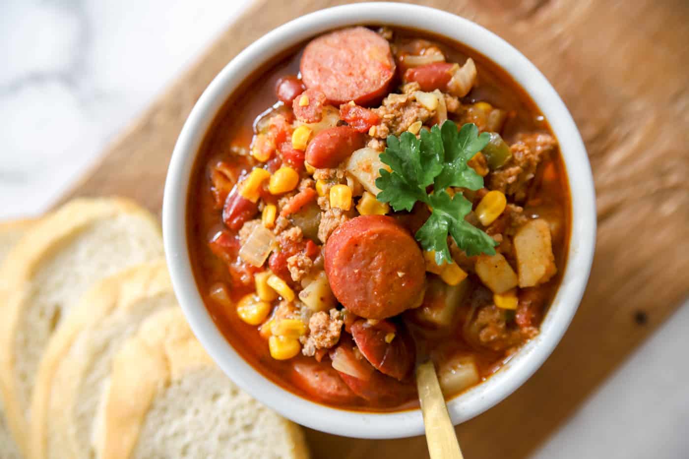 hearty cowboy stew recipe served with bread