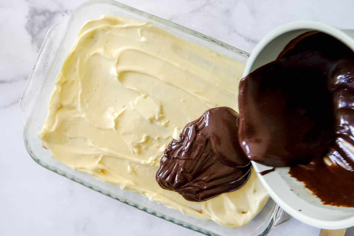 eclair cake chocolate ganache topping