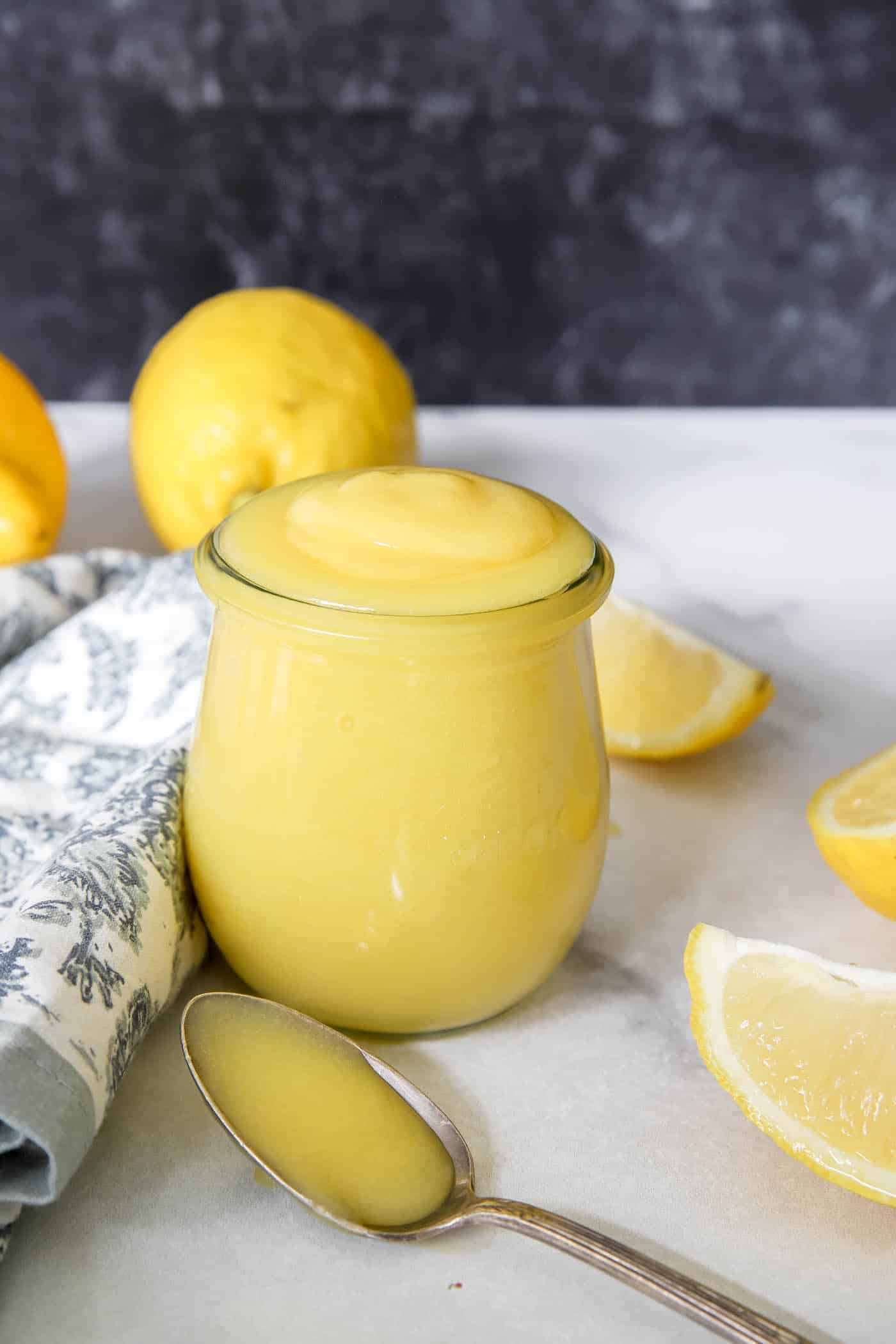lemon curd in a small glass jar
