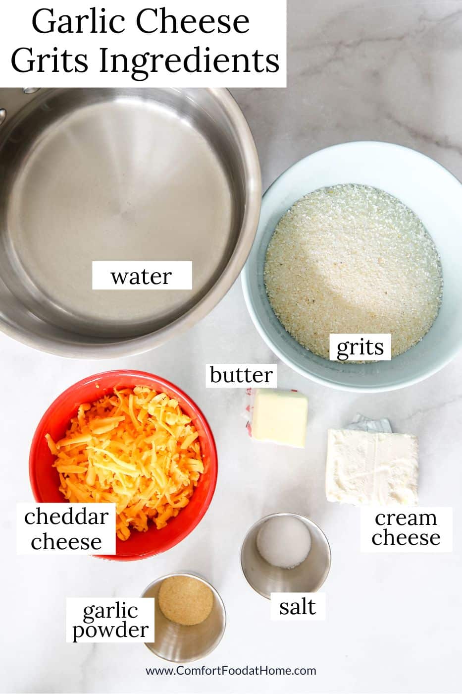 garlic cheese grits ingredients.