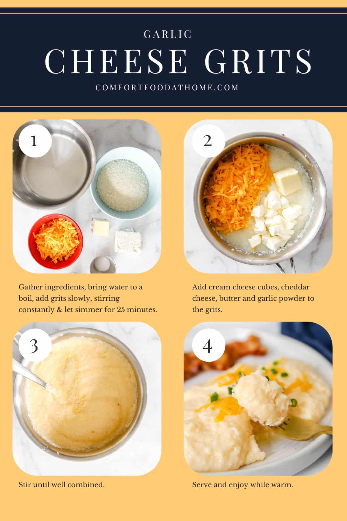 garlic cheese grits step-by-step
