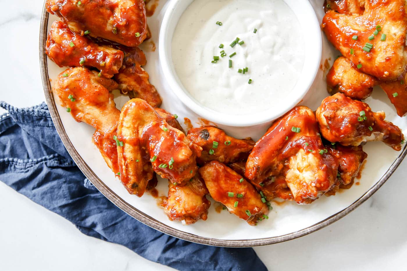 bbq chicken wings for serving on game day.