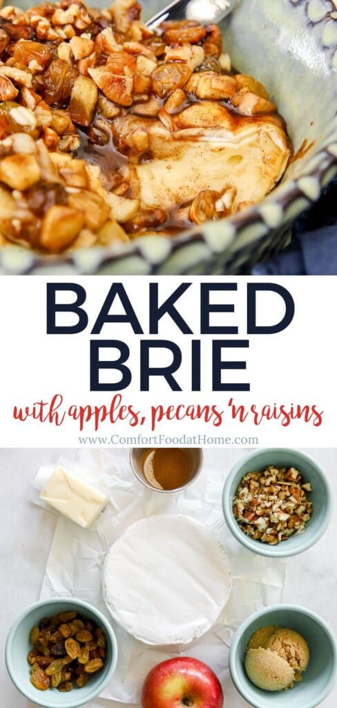baked brie with apples, pecans and raisins