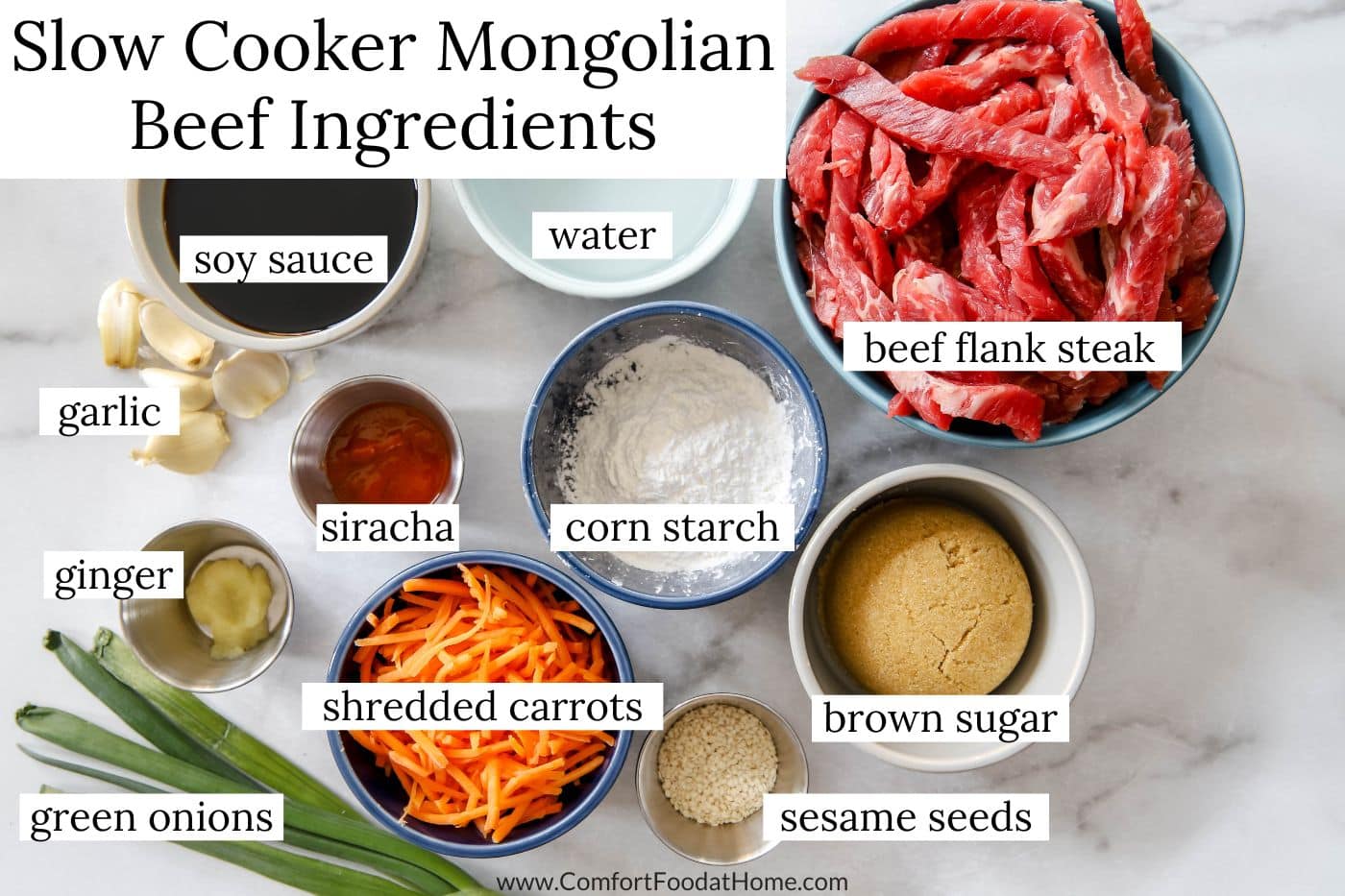 slow cooker Mongolian beef ingredients.