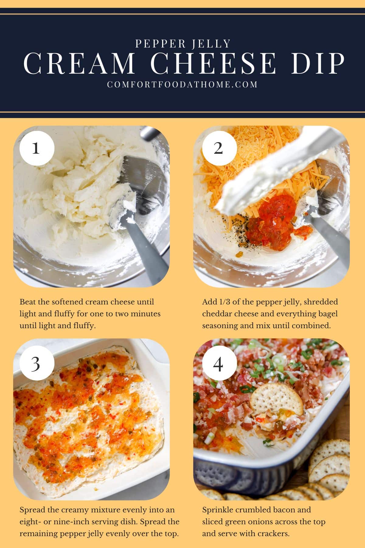 pepper jelly cream cheese dip process photos.