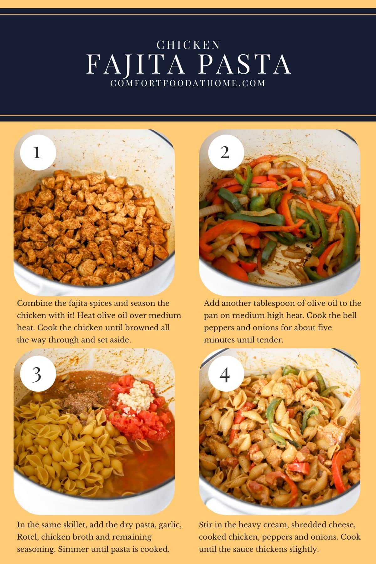 process of making chicken fajitas pasta