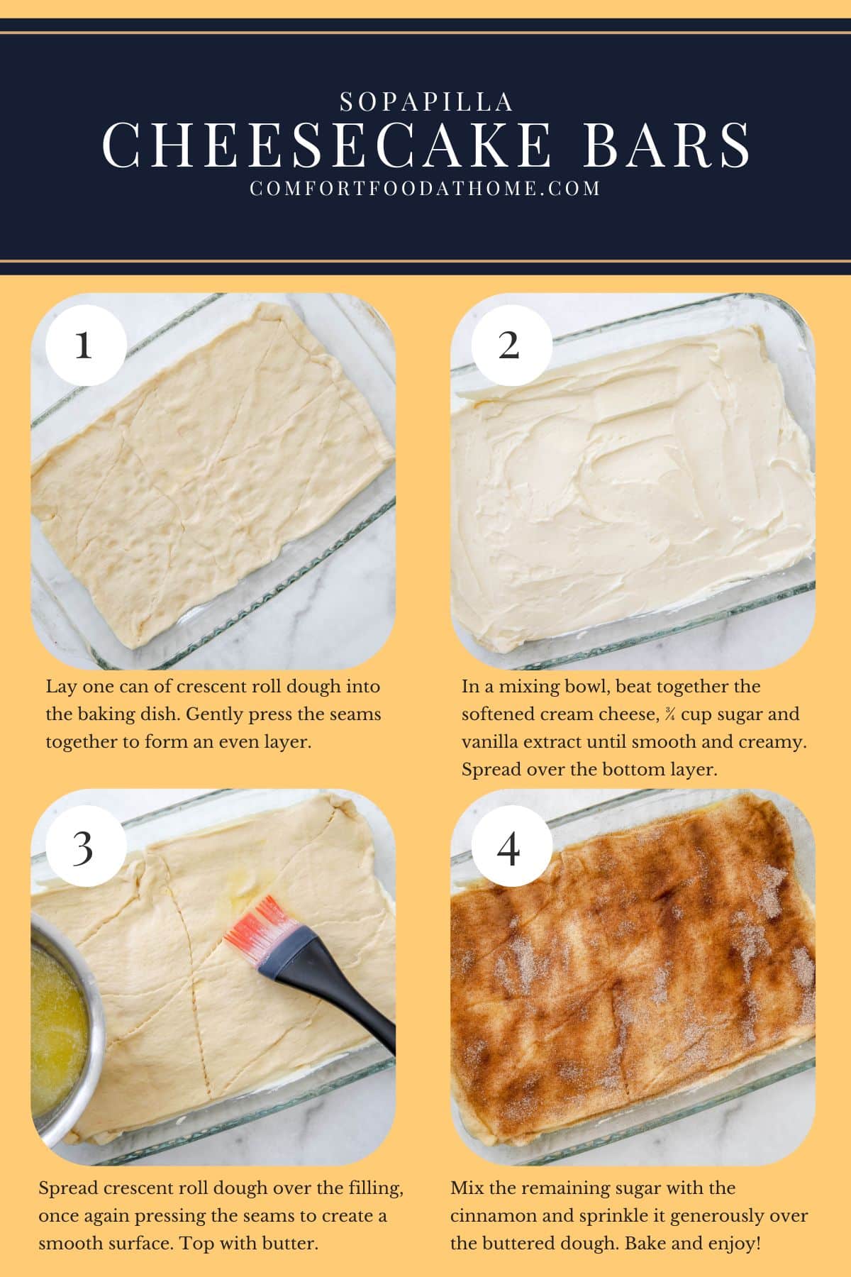 sopapilla cheesecake bar process in photos